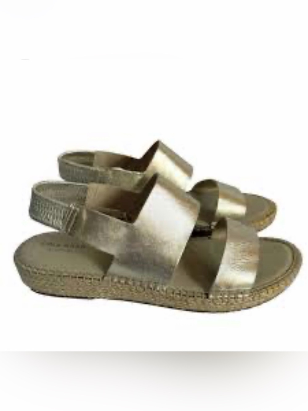 Cole Haan Cloudfeel Gold Leather Flat Espadrille Sandals Women's (US 9B)